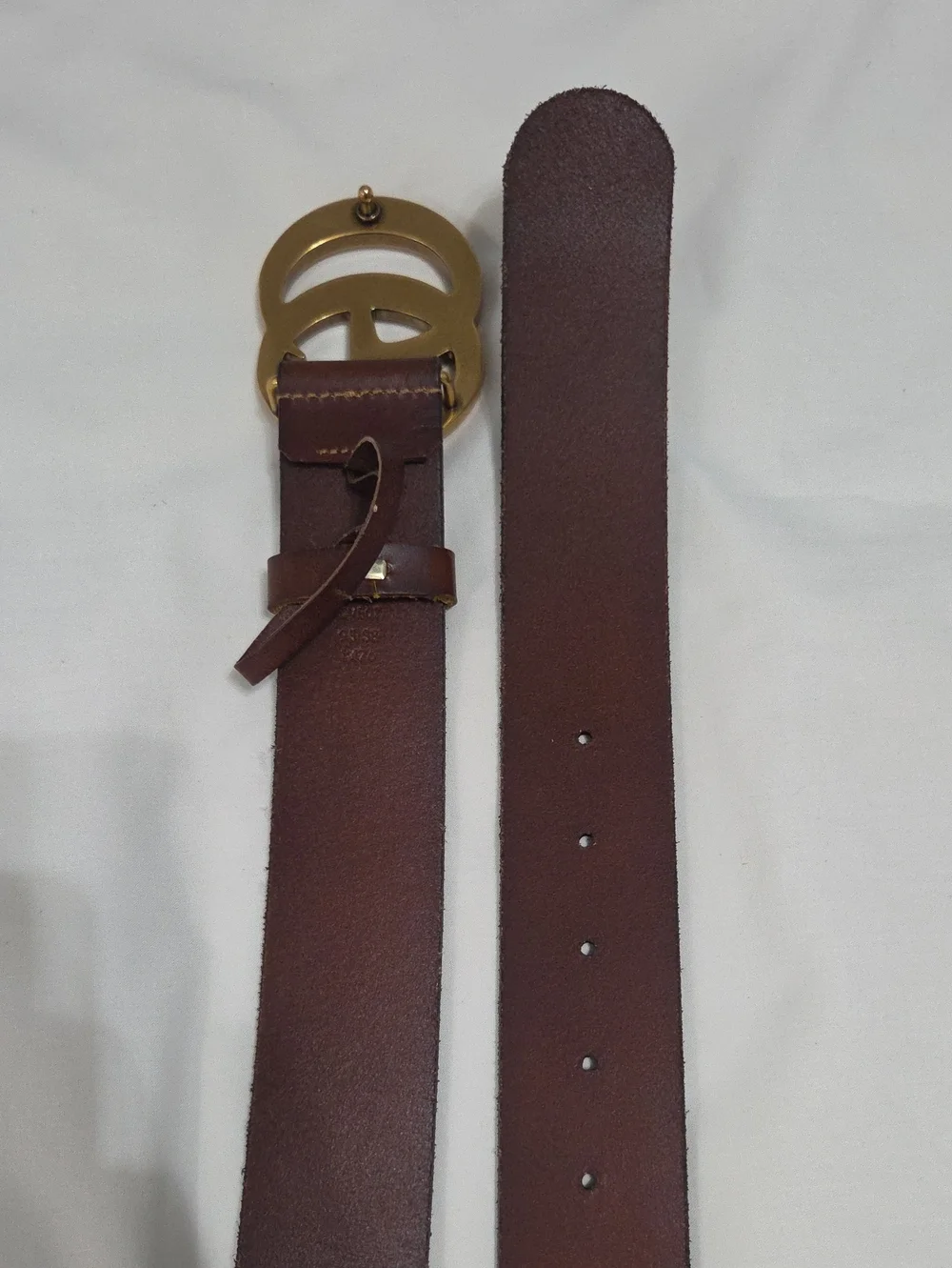 Gucci Brown Leather Belt with Gold Double G Buckle